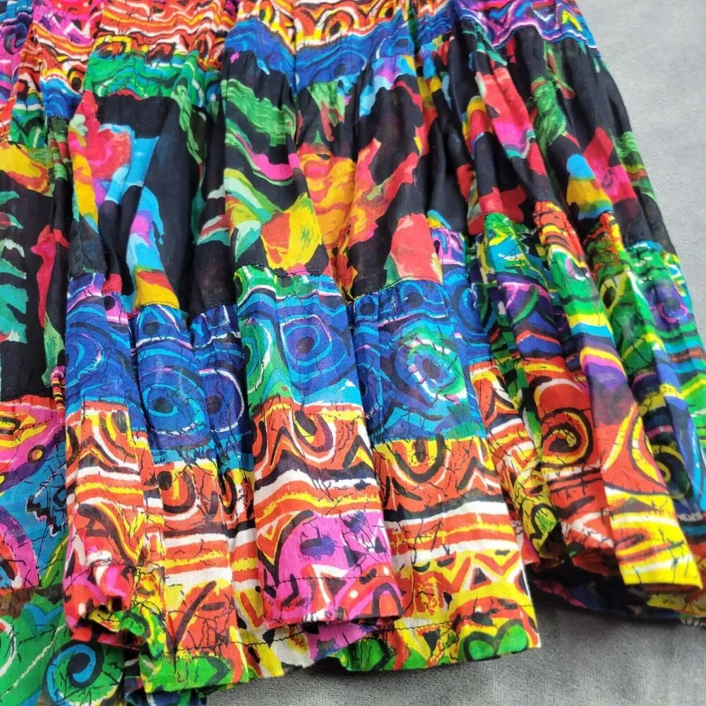 No Tags Women Large A Line Skirt Black Long Maxi Floral Modest Comfort Lined Top